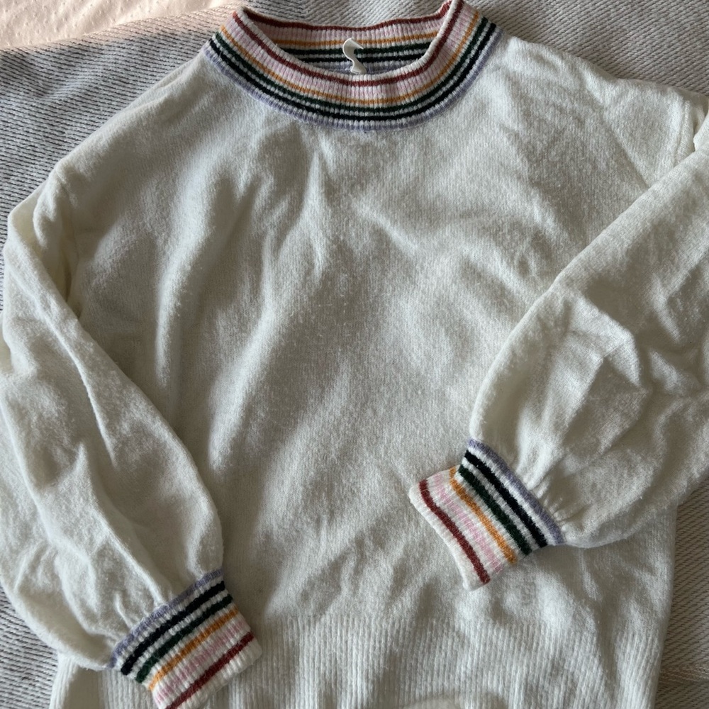 Wishlist white rainbow striped sweater